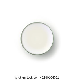 3D Realistic Glass Of Milk. Top View. EPS10 Vector