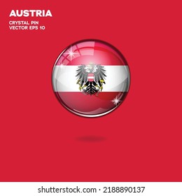 3d realistic glossy plastic ball or sphere with flag of Austria