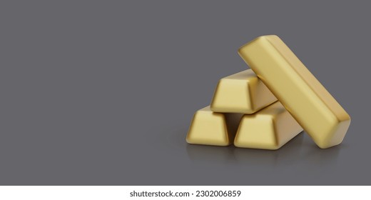 3d realistische Goldbarren liegen mit Schatten. auf dunklem Hintergrund. Vektorgrafik