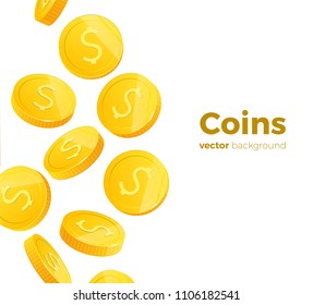 3d realistic gold coins set on white in different positions .Money isolated on white. Vector illustration.