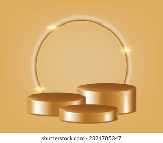 3d realistic gold podium display