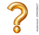 3d realistic gold question mark. Faq problem solution symbol. Vector illustration on isolated background.	
