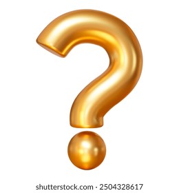 3d realistic gold question mark. Faq problem solution symbol. Vector illustration on isolated background.	
