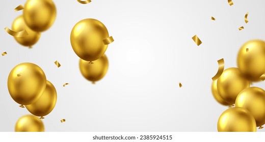 3D realistic golden balloon background design vector illustration luxury