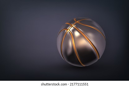 3d realistic golden basket ball. Gold basketball ball. Vector illustration.