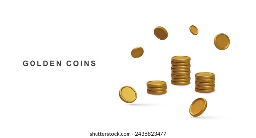 3d Realistic golden coins. Vector illustration.