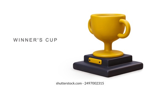 3d realistic golden cup. Vector illustration.