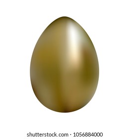 3d realistic golden Easter egg vector illustration on isolated background.