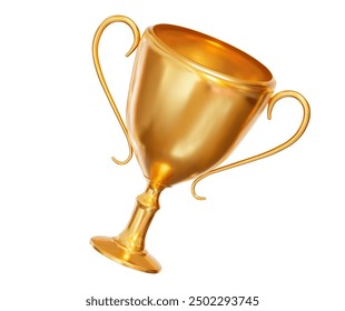 3d realistic golden trophy cup. Stock vector illustration on isolated background.	
