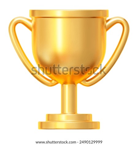 3d realistic golden trophy cup. Stock vector illustration on isolated background.	
