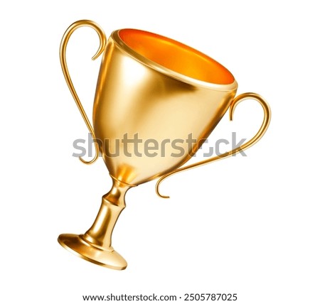 3d realistic golden trophy cup. Stock vector illustration on isolated background.	
