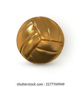 3d realistic golden volleyball ball on white background. Vector illustration.