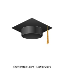  3d realistic Graduation university black cap. vector illustration