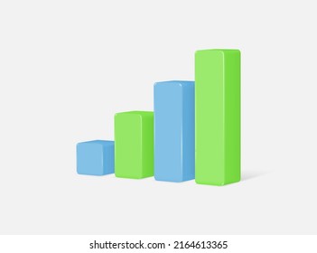 3d realistic graph of price growth on a trading exchange. price growth tracking or analytics concept for report. vector illustration isolated on white background.