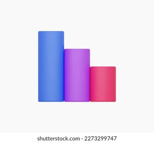 3d Realistic Graphic bar or Chart icon vector illustration.