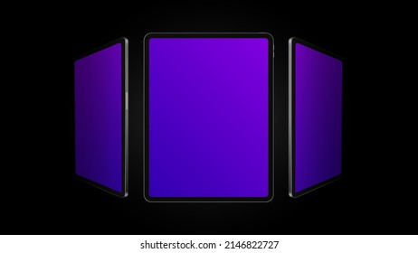 3D realistic graphic Tablet. Dark Template for infographics or presentation . Vector illustration
