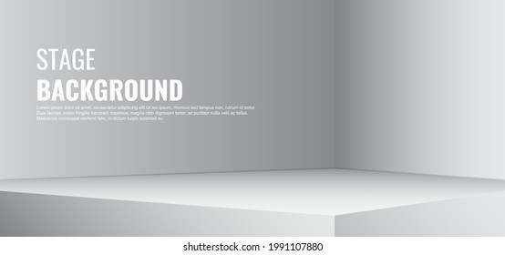 3D and realistic gray background with stage
