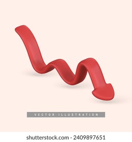 3d realistic green arrow down in cartoon style. Trade infographic. Trading stock news impulses. Success of business strategy. Vector illustration.