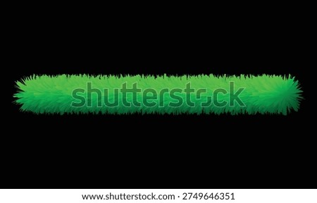 3D Realistic Green Grass Border Isolated on Black Background, Fresh Nature Lawn Strip Banner, Decorative Grass Element for Design