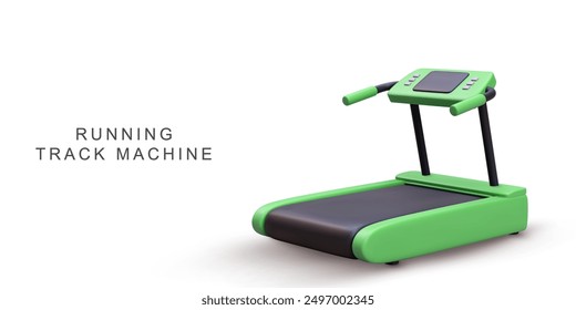 Máquina de pista verde realista 3D sobre fondo blanco. Ilustración vectorial.