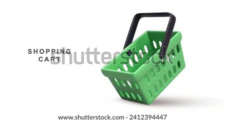 3d realistic green shopping cart isolated on white background. Vector illustration.
