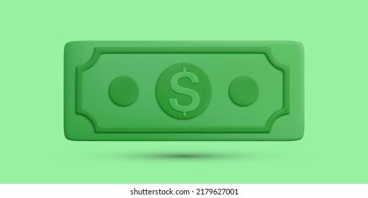 3d realistic green USA money bill with dollar sign isolated on green background. Vector illustration