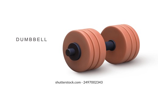 3d realistic greey dumbbells on white background. Vector illustration.