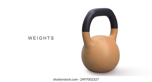 3d realistic grey Kettlebell on white background. Vector illustration.