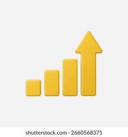 3d Realistic Growth Chart icon vector Illustration