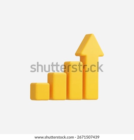 3d Realistic Growth Chart icon vector Illustration