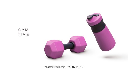 3d realistic gym time concept. Vector illustration.