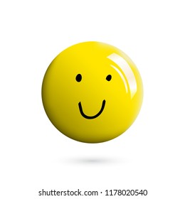 3d Realistic and Hand Drawn Vector Emoticon or Smile Expression and Emotion Isolated on White