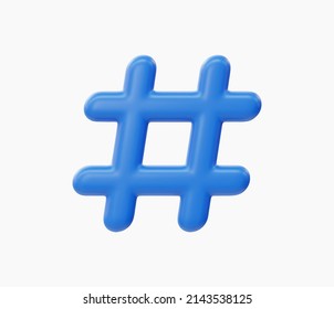 3d Realistic Hashtag symbol vector illustration.