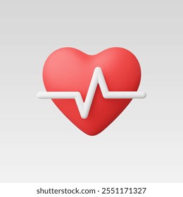 3d Realistic Heart beat pulse vector illustration