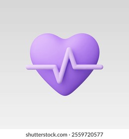 3d Realistic Heart beat pulse vector illustration