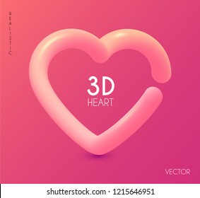 3D Realistic Heart Design Element. Vector illustration