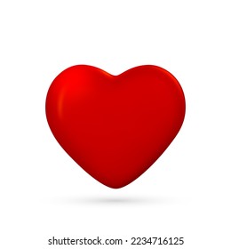 3d realistic heart icon. Red love symbol. Vector illustration.