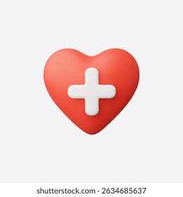 Ilustración vectorial de iconos 3d Realistic Heart Plus