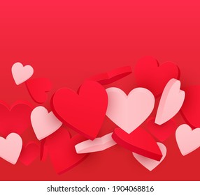 3D realistic hearts background for your designs. Vector illustration 