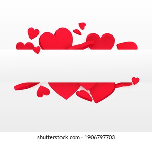 3D realistic hearts background for your designs. Vector illustration 