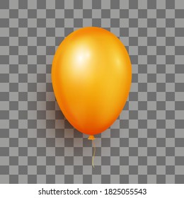 3d realistic helium orange balloon isolated on transparent background. Holiday illustration of flying glossy ballon.