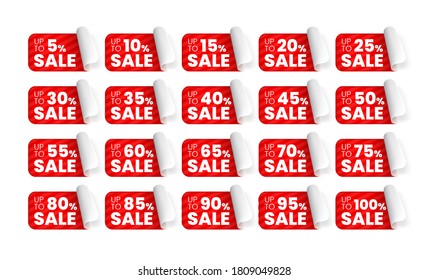 3D Realistic High Quality Red Labels on White Background . Isolated Vector Elements