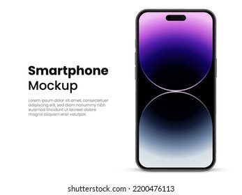 3D realistic high quality smartphone mockup with isolated background. Smart phone mockup collection. Device front view. 3D mobile phone with shadow on white background.