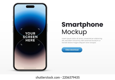 3D-realistisches, hochwertiges Smartphone mit einem isolierten Hintergrund. Smartphone-Kollektion prockup. Gerätevorderansicht. 3D-Handy mit Schatten auf weißem Hintergrund.