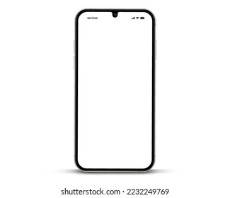 3D realistic high quality smartphone mockup with isolated background. Smart phone mockup collection. Device front view. 3D mobile phone with shadow on white background.