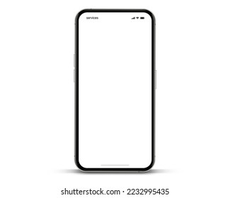 3D realistic high quality smartphone mockup with isolated background. Smart phone mockup collection. Device front view. 3D mobile phone with shadow on white background.