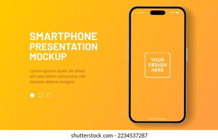 3D realistic high quality smartphone mockup with isolated background. Smart phone mockup collection. Device front view. 3D mobile phone with shadow on white background.