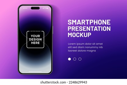3D realistic high quality smartphone mockup with isolated background. Smart phone mockup collection. Device front view. 3D mobile phone with shadow on white background.