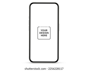 3D realistic high quality smartphone mockup with isolated background. Smart phone mockup collection. Device front view. 3D mobile phone with shadow on white background.