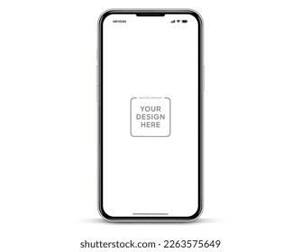 Modelación de smartphone 3D realista de alta calidad con un fondo aislado. Colección de simulación de teléfonos inteligentes. Vista frontal del dispositivo. Teléfono móvil 3D con sombra sobre fondo blanco.